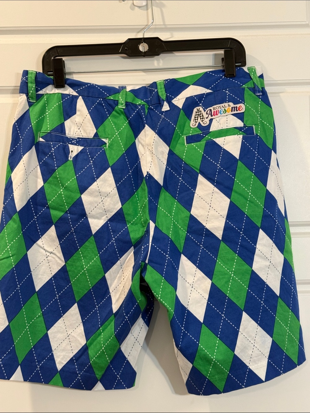 Royal & Awesome Golf Shorts Mens Size: 34 Argyle Blues on the Green